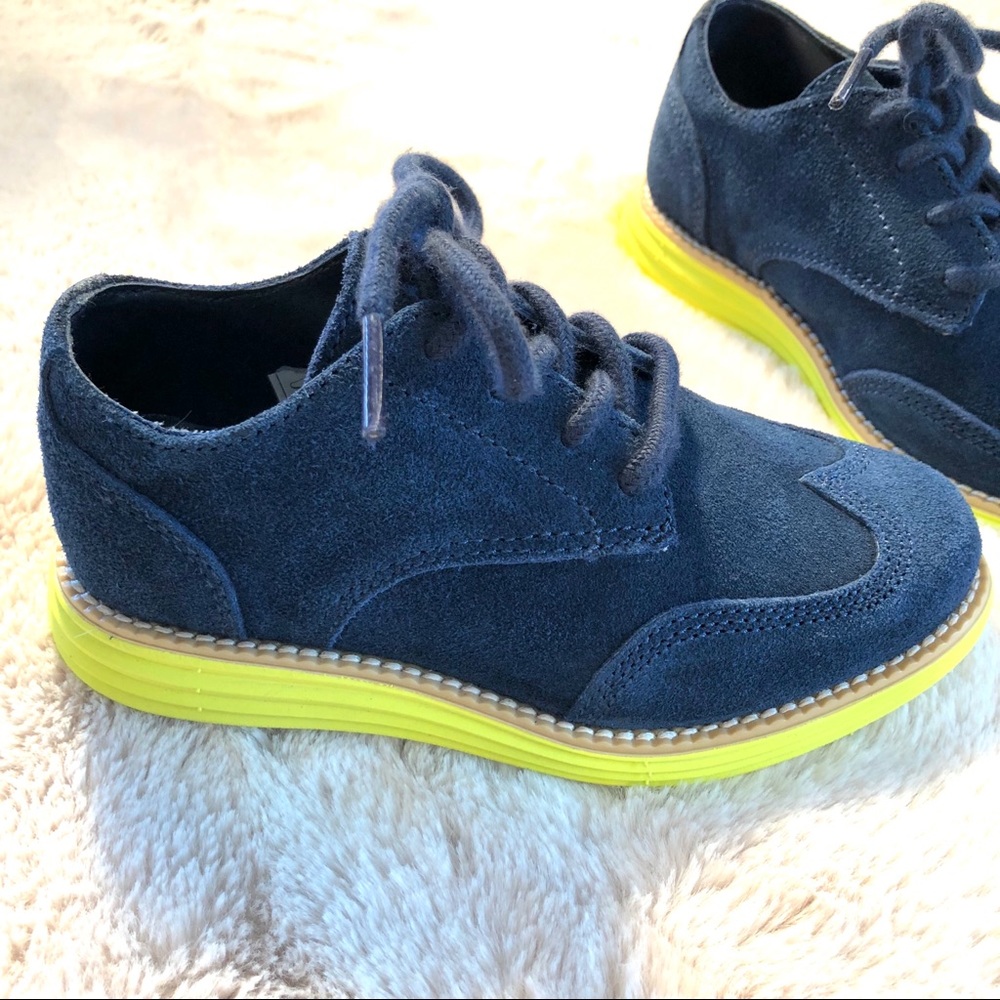 COLE HAAN Toddler GrandOS Navy/Wasabi Wingtip NWOB - Picture 2 of 6